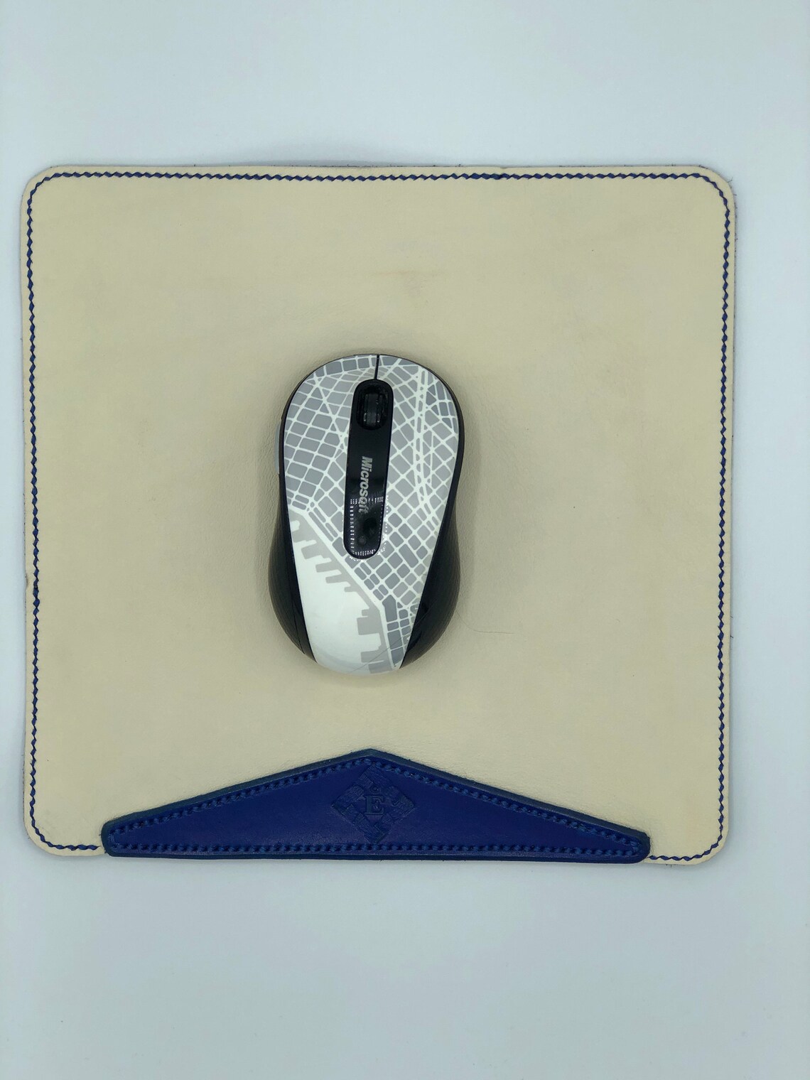 Slim Leather and Suede Mousepad Beige and Blue Large Mouse Etsy