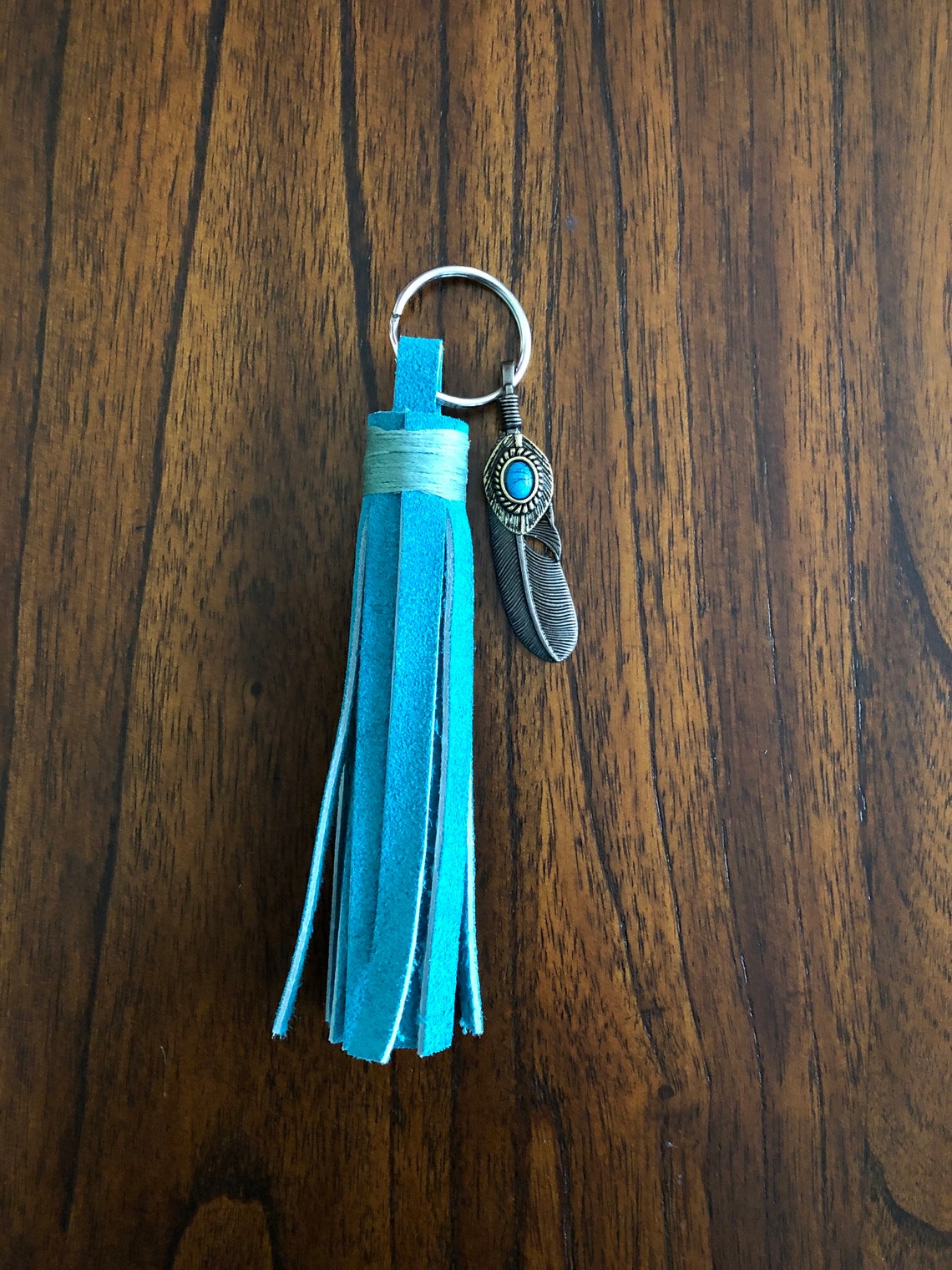 Rear View Mirror Charm Leather Key Fob Key Tassel Keychain Etsy