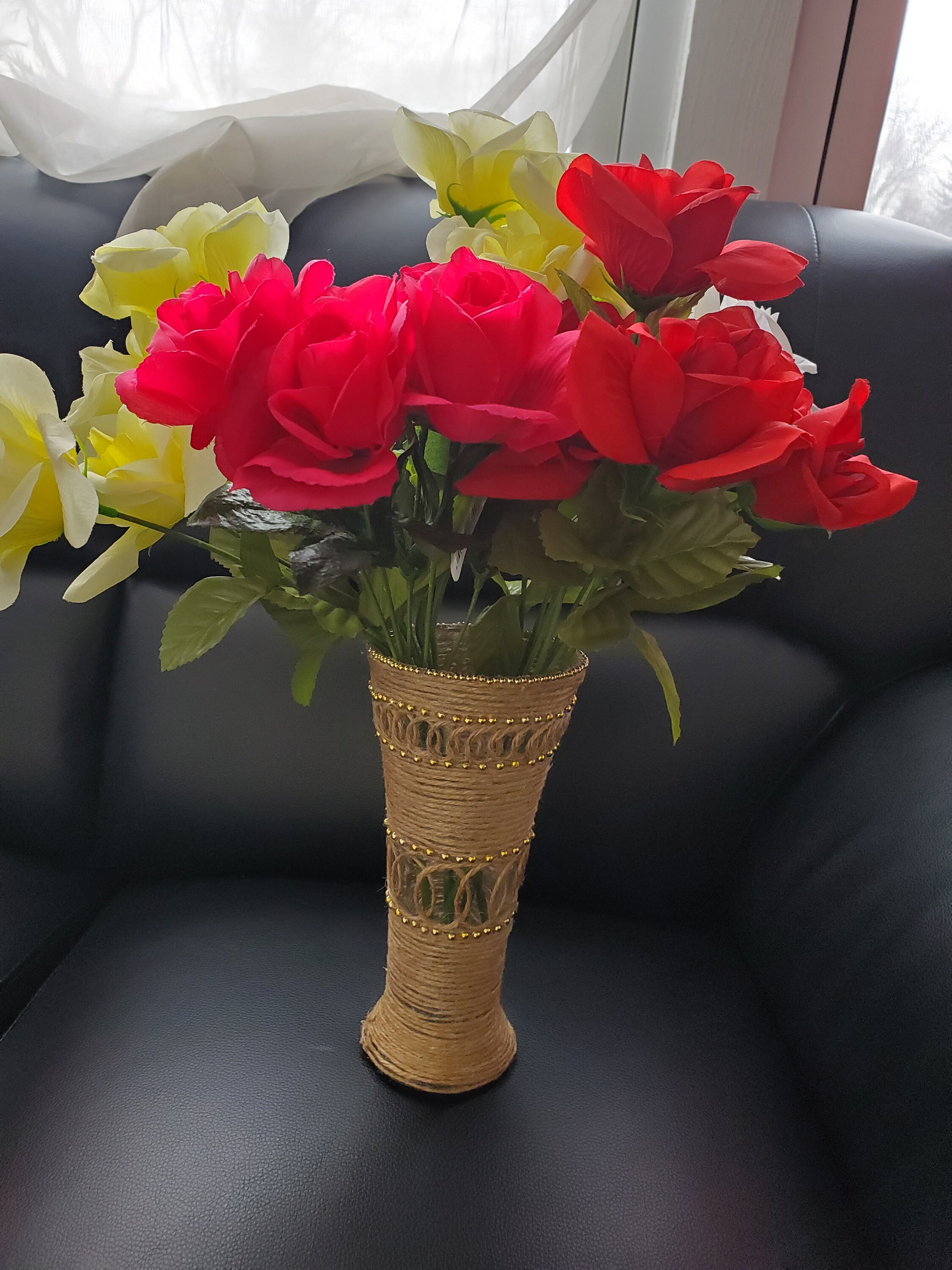 Flower Vase Floral Jute Vase Handmade Vase Etsy