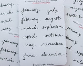 Handwritten Month Planner Stickers, Journal Labels