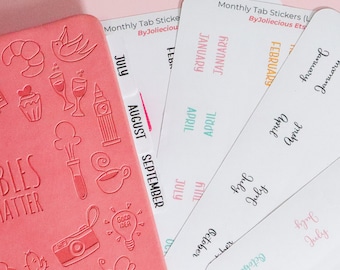 Monthly Planner Tab Stickers: White Vinyl Divider Stickers