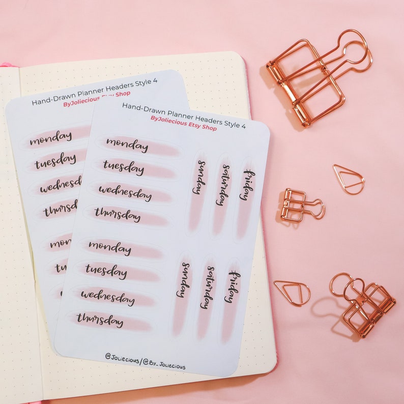 Days of the week planner stickers style 4 weekly planner etsy