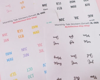 Small Monthly Planner Tabs: Vinyl Sticker Dividers