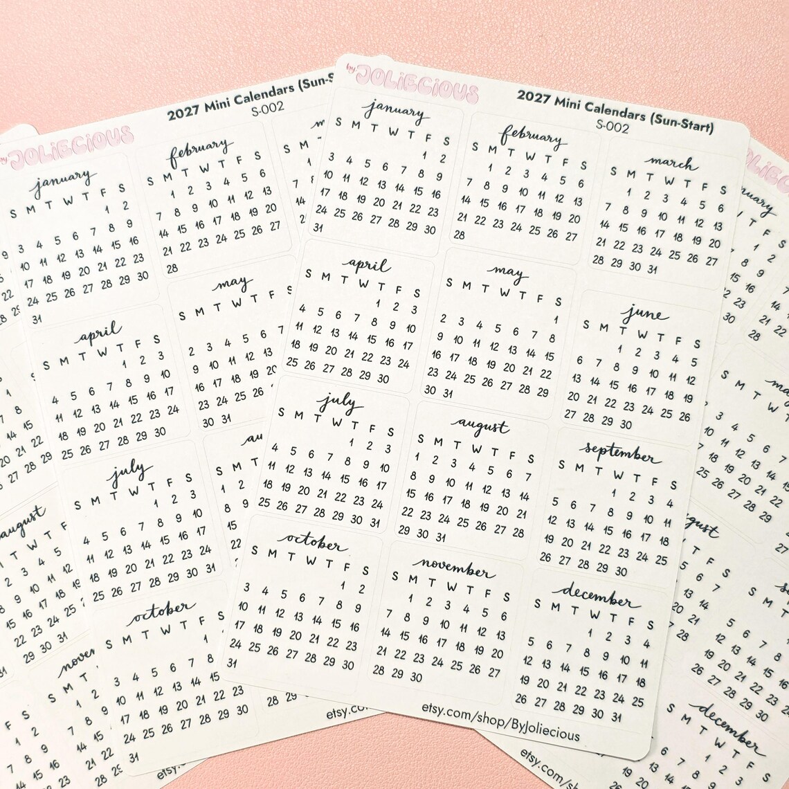 2027 Mini Monthly Calendar Stickers for Bullet Journal, A5 Planner ...