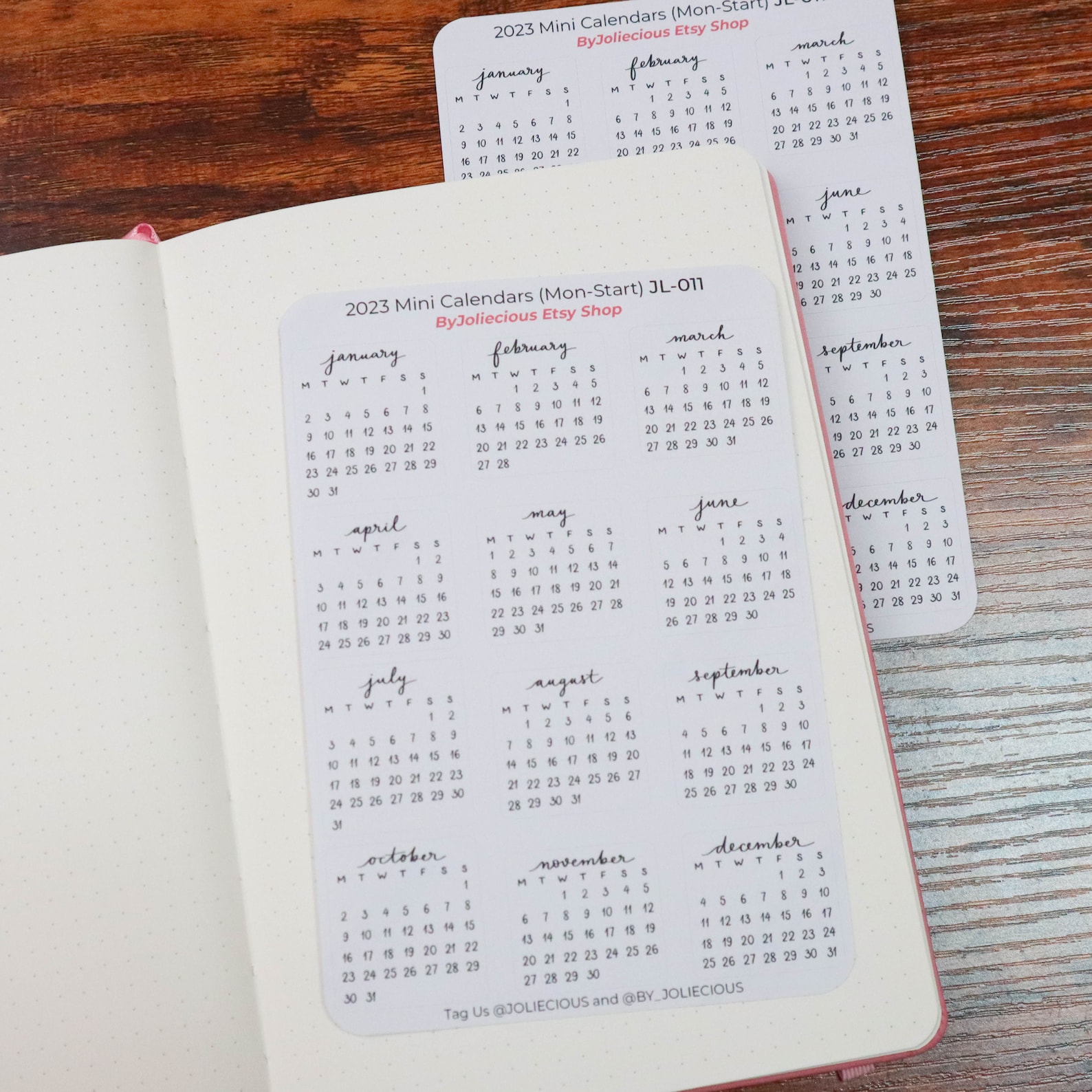 Handwritten 2023 Mini Calendar Planner Sticker Sheet Etsy