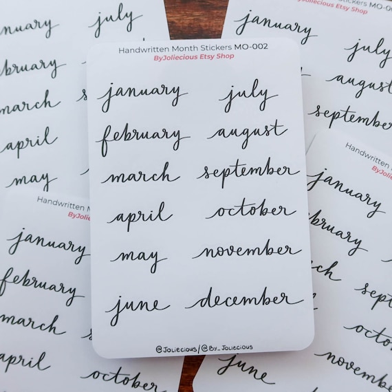 Script Month Stickers style 2 Month Header Planner | Etsy