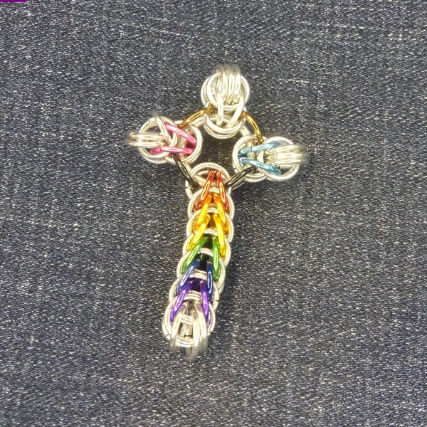 Progress PrideCross  LGBTQ+ Pocket Fidget Stim Christian Cross