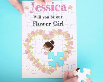 Personalised will you be my flower girl jigsaw, flower girl proposal gift, personalised jigsaw, flower girl gift, flower girl personalised