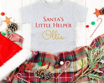 Personalised Santas little helper tshirt, personalised santas helper , kids tshirt, childrens Christmas tshirt, Christmas believe,
