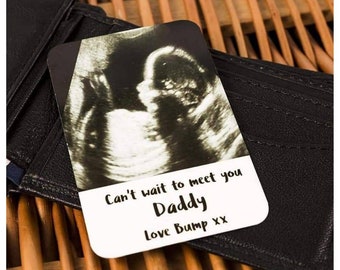 Personalised baby scan wallet card, baby scan card, fathers day card, daddy photo card, baby scan gift, new baby gift, pregnancy, new dad
