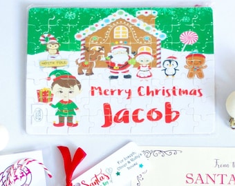 Personalised Christmas jigsaw,  stocking filler, personalised jigsaw, personalised puzzle, childrens Christmas gift, Christmas elf jigsaw