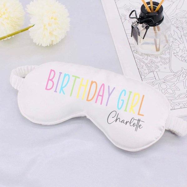 Personalised birthday girl eye mask, birthday girl gift, satin eye mask, personalised eye mask, birthday girl gift