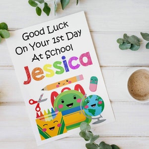 Personalised 1st day at school card, first day at school, first day at nursery, school card, back to school, kids card, personalised school