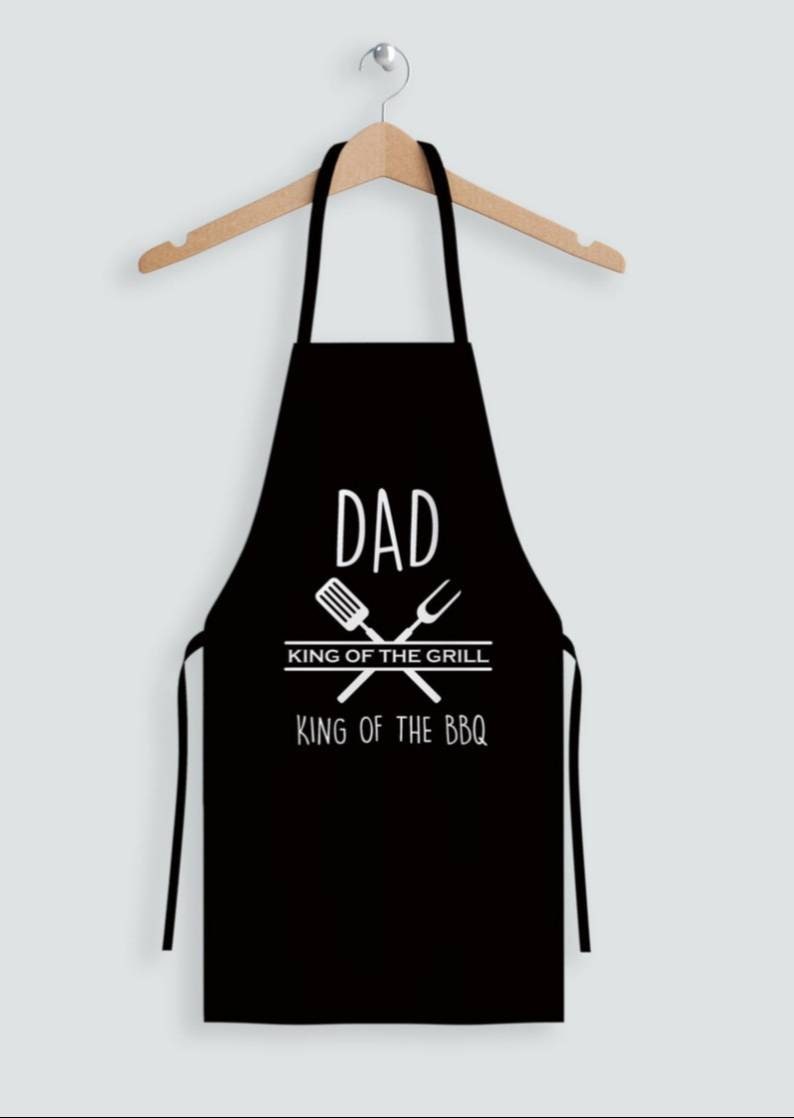 tablier personnalisé papa roi du barbecue, tablier papa, fête des pères, cadeau de cuisine personnalisé, barbecue