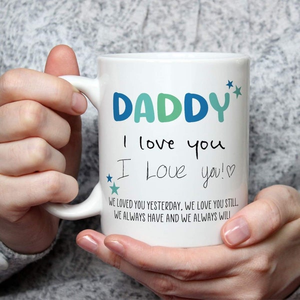 Dad handwriting mug, Father’s Day mug, daddy gift, personalised kids handwriting, custom message, daddy mug, love you Dad