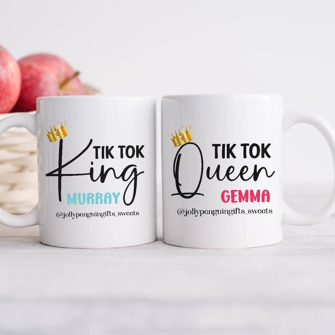 Personalised Tik Tok Mugs, Queen of Tik Tok, King of Tik Tok, Social