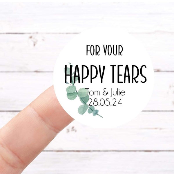 Happy tears wedding favour stickers, favour stickers, floral wedding, event stickers, wedding favours, diy wedding stickers, wedding tissues