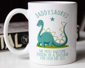 Personalised Daddysaurus mug, dad mug, dad dinosaur gift, dad birthday, daddy fathers day gift, personalised daddy, dinosaur mug,