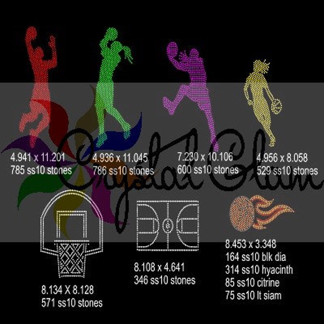 BASKETBALL DESIGN ELEMENTS Rhinestone Download File - Etsy