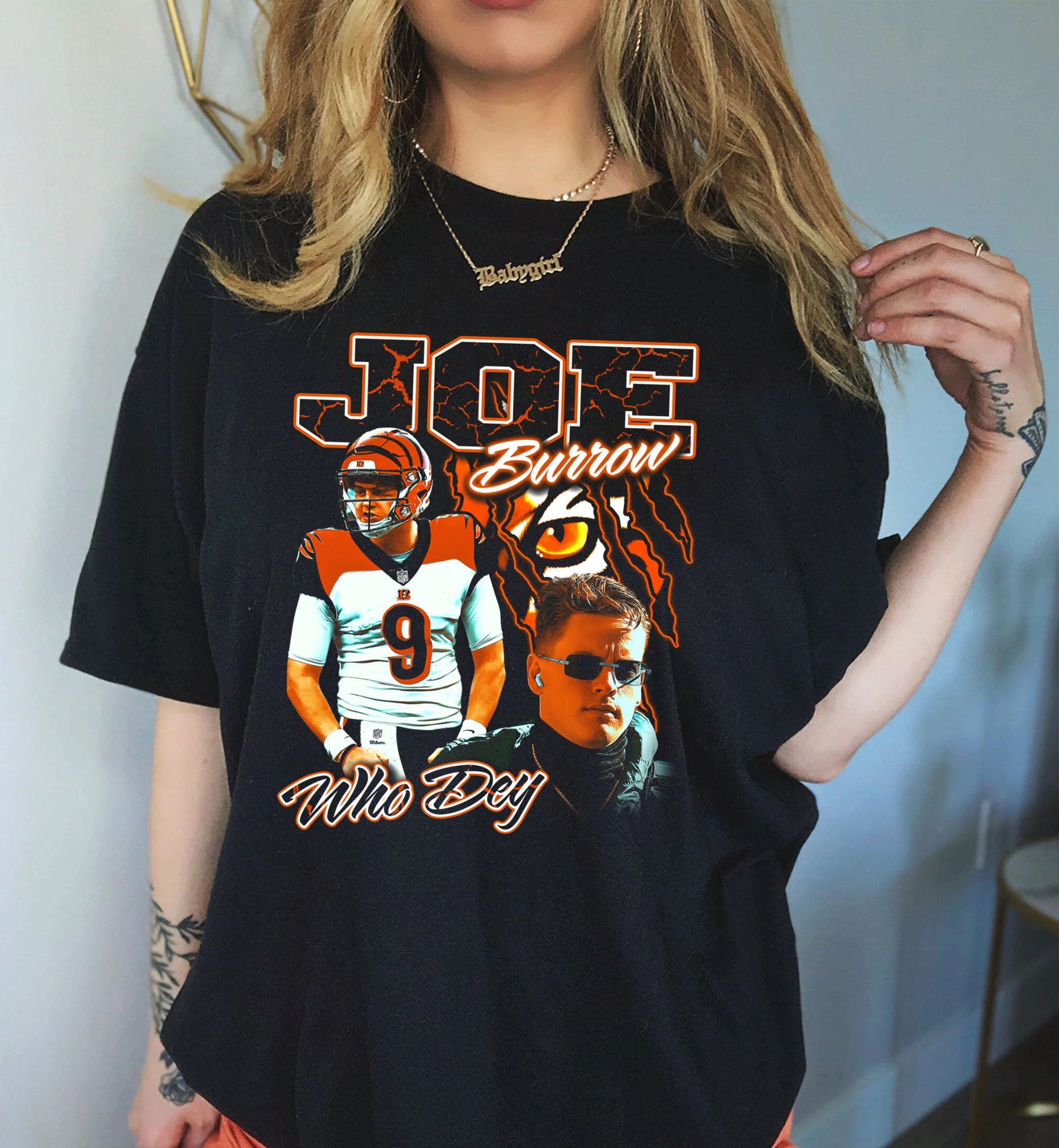 Joe Burrow Bengals Vintage 90s Bootleg Design T-Shirt
