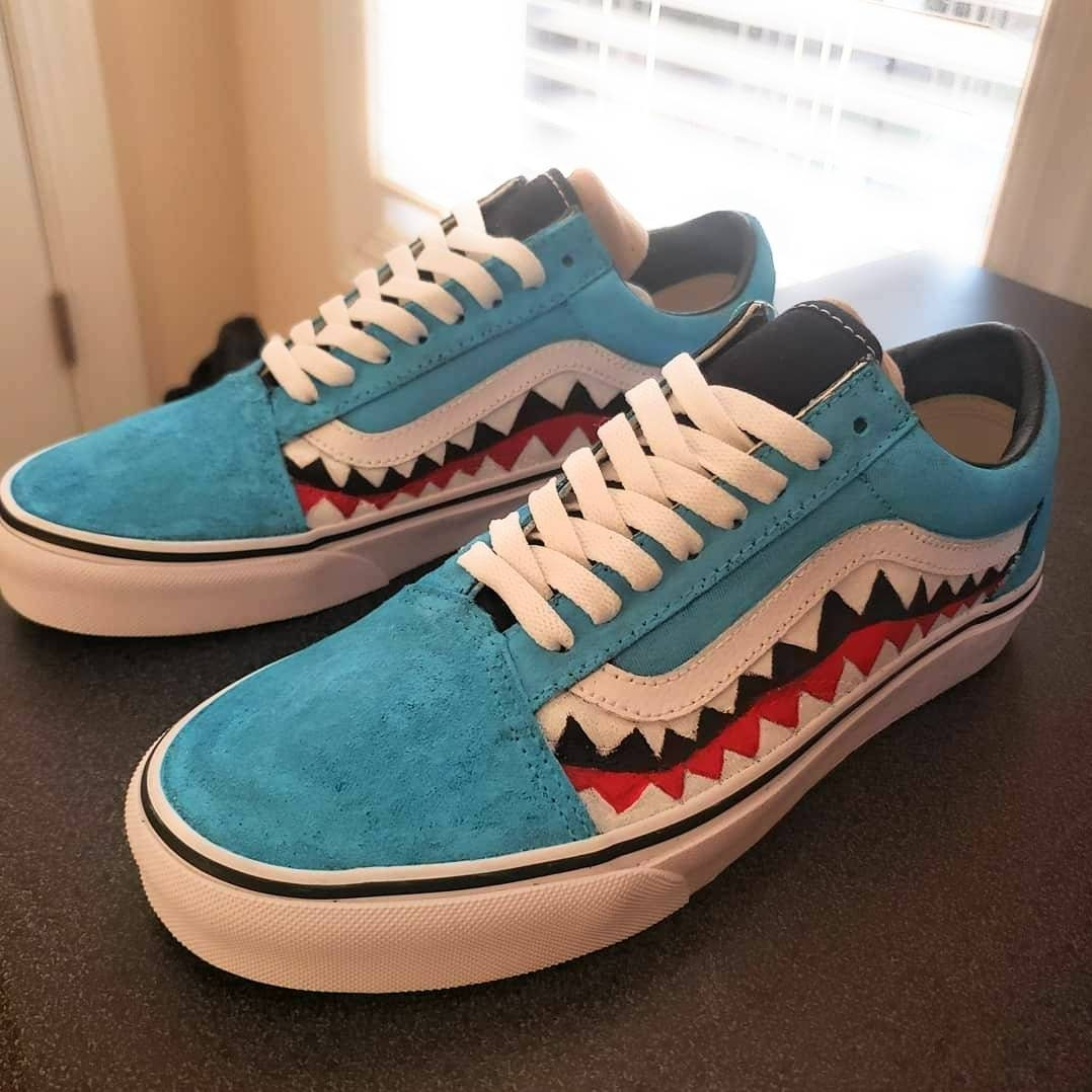 Babe Shark Teeth Vans | Etsy