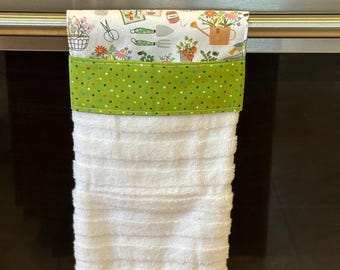 Hanging Kitchen Towel: Gardening Print Terry Oven Towel