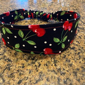 Cherry Print Headband: Soft Cotton Fabric, Adjustable Fit