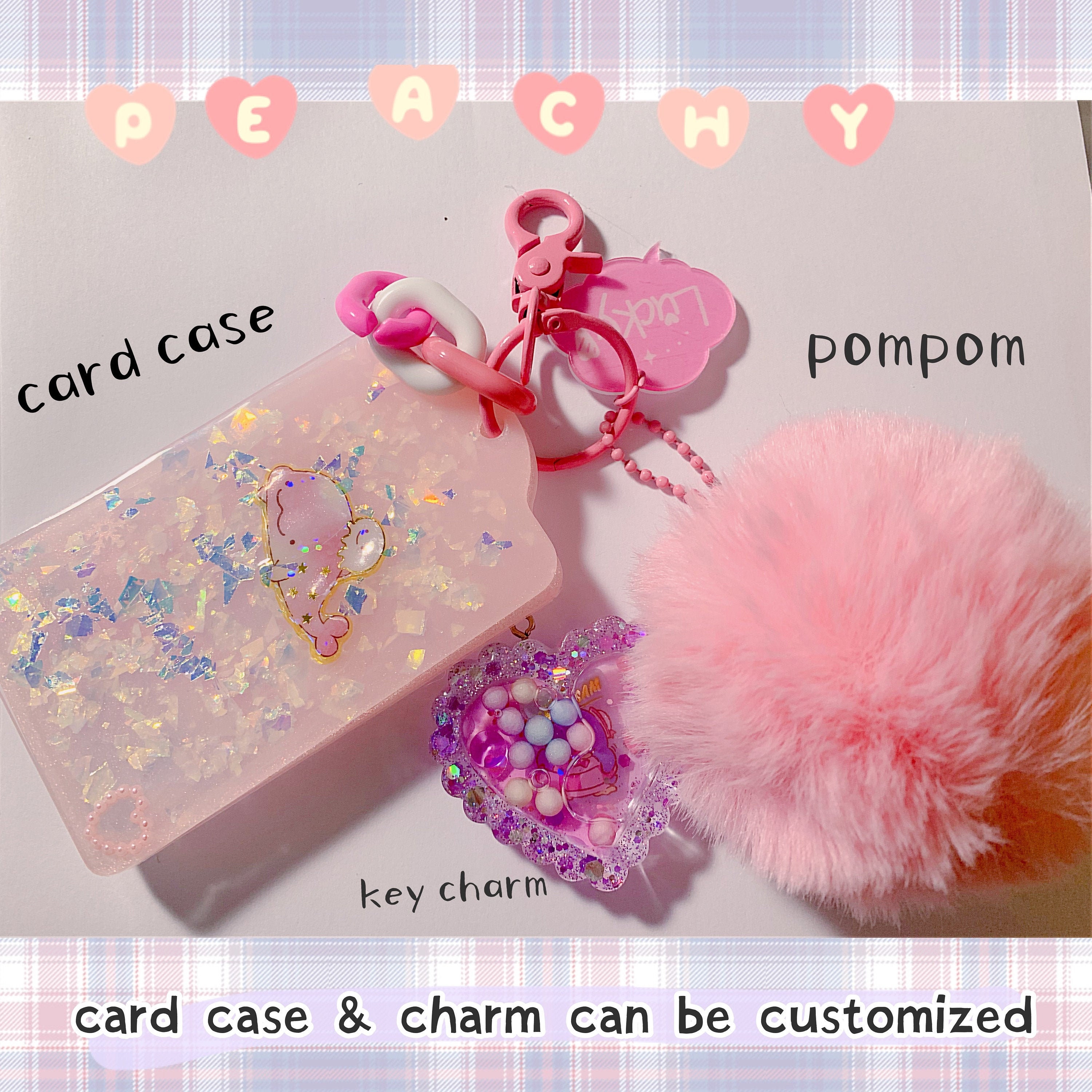 Epoxy Resin Cute Card Holder Card Case Keychain For Access Etsy