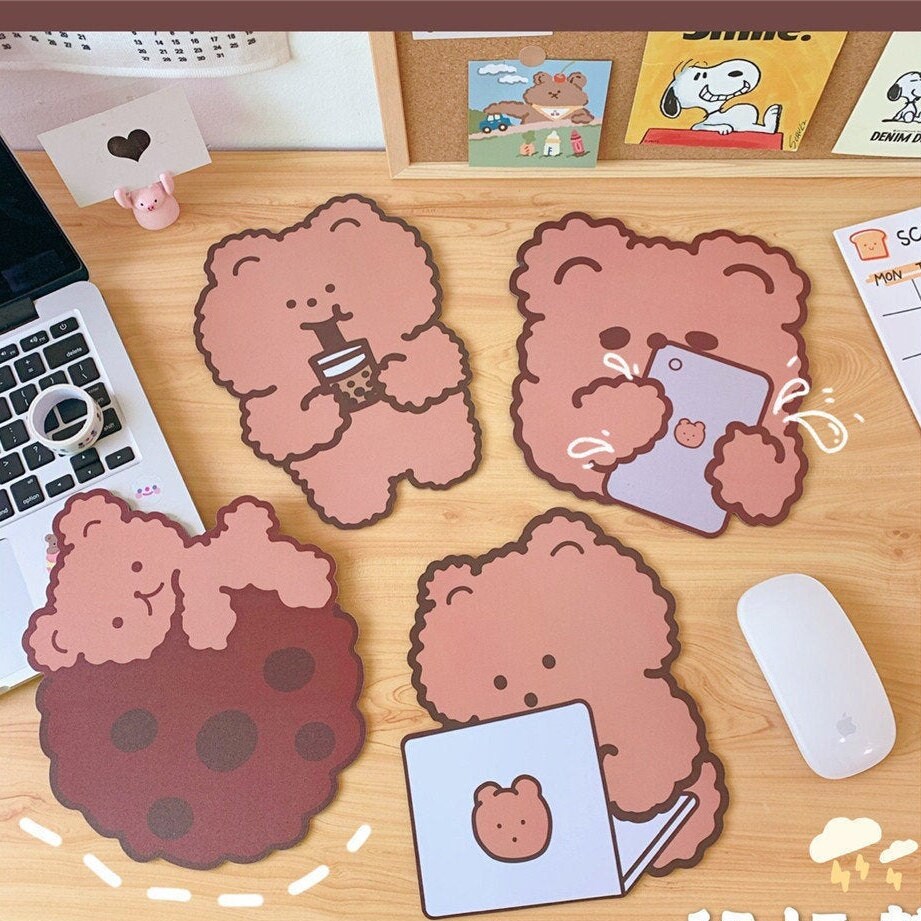 In Stock Cute Cookie Bear Mouse Pad Gaming Pad For School & Working W…