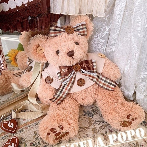 Handmade cute fluffy teddy bear crossbody handbag/backpack Etsy