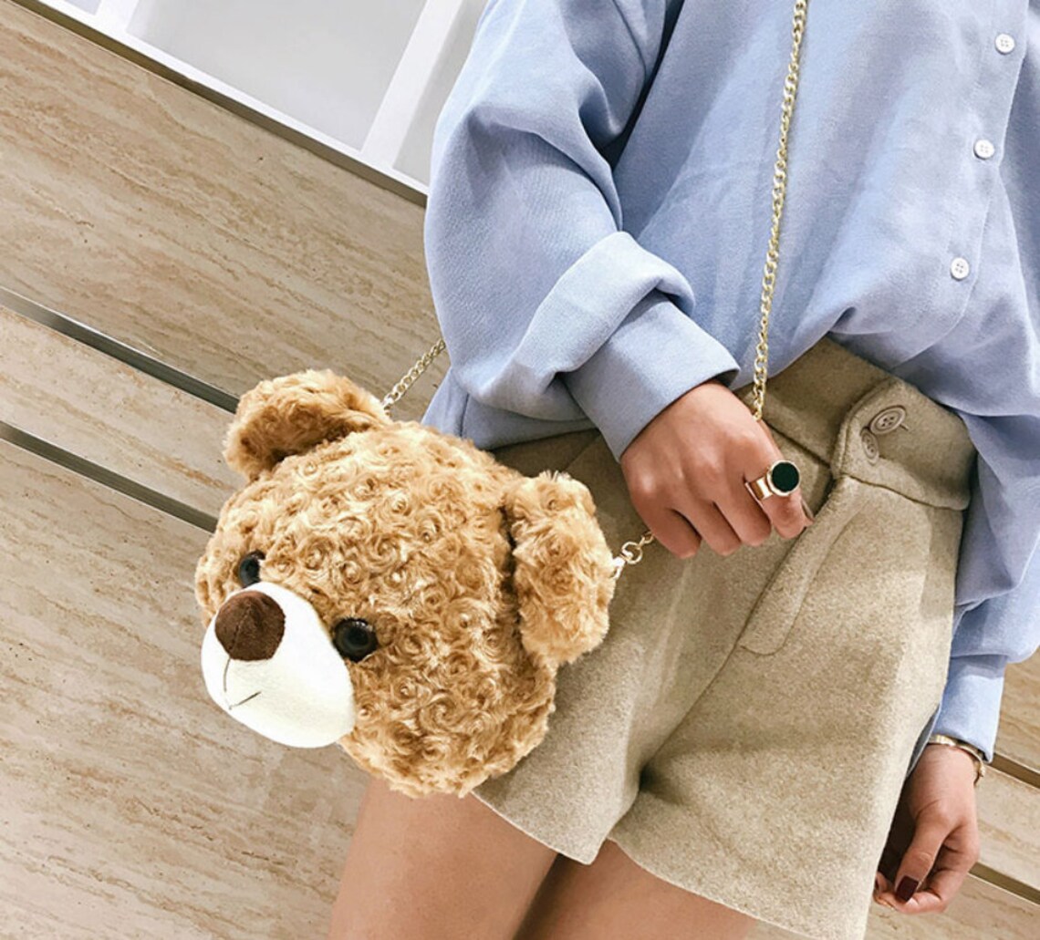 Teddy Bear Plush Toy Crossbody Bag Cute Bear Purse Etsy