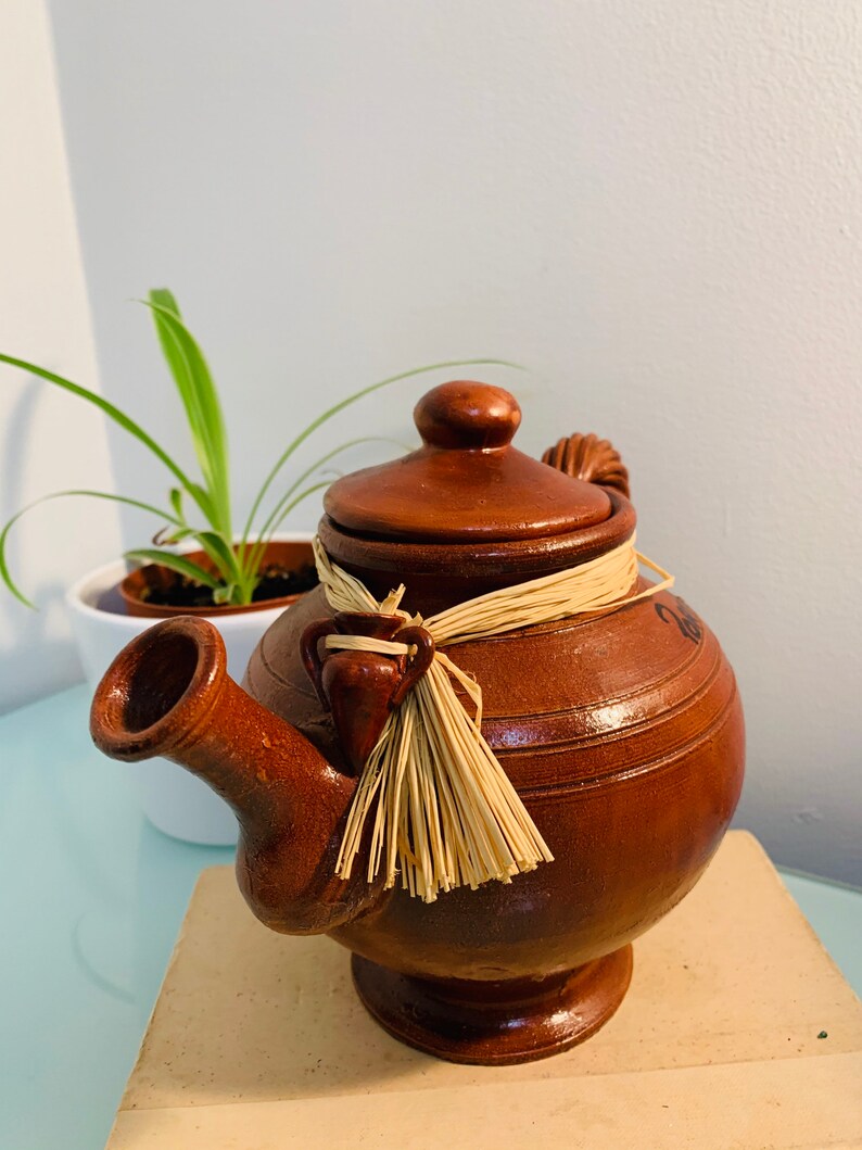 Vintage Clay Teapot Portugal Large Portuguese Pottery Teapot Etsy