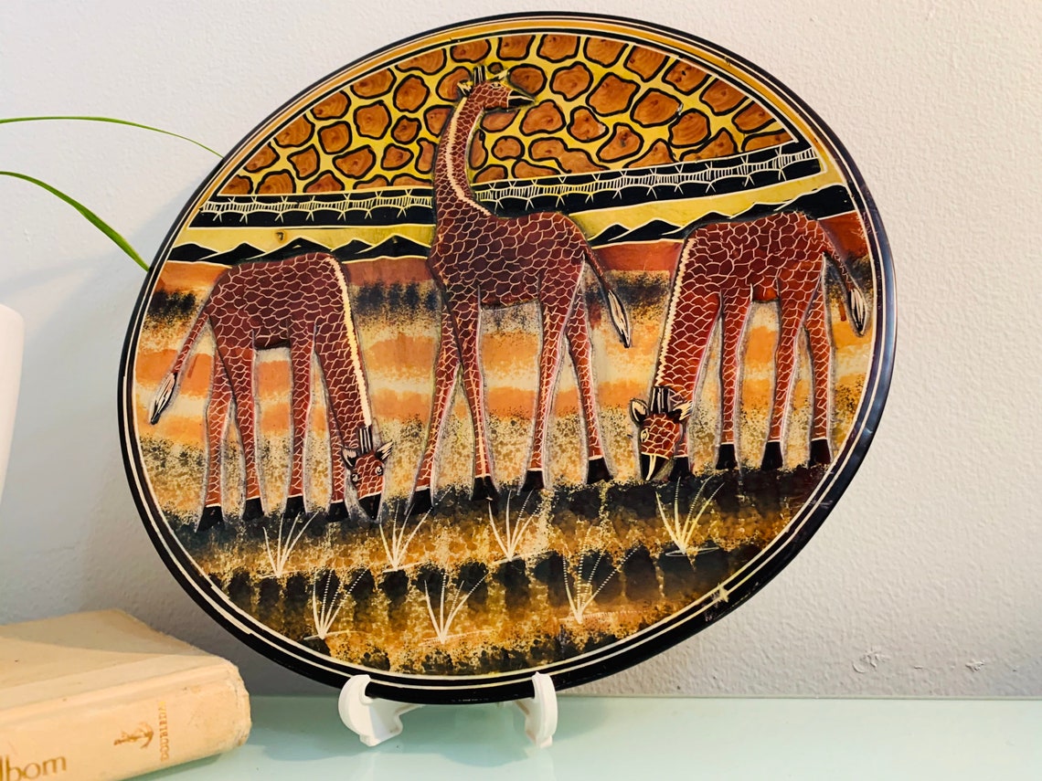 Stunning African Plaque Kenyan Soapstone Art Ceramic Plate Etsy