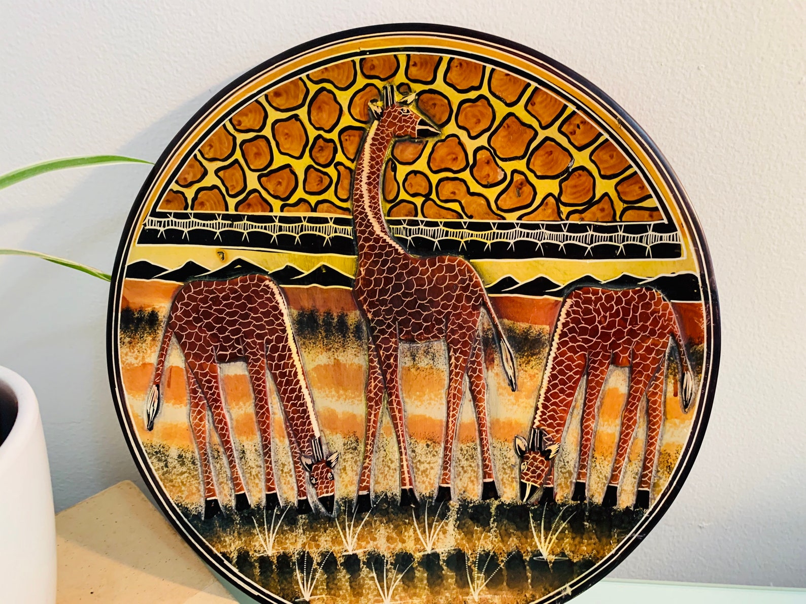 Stunning African Plaque Kenyan Soapstone Art Ceramic Plate Etsy