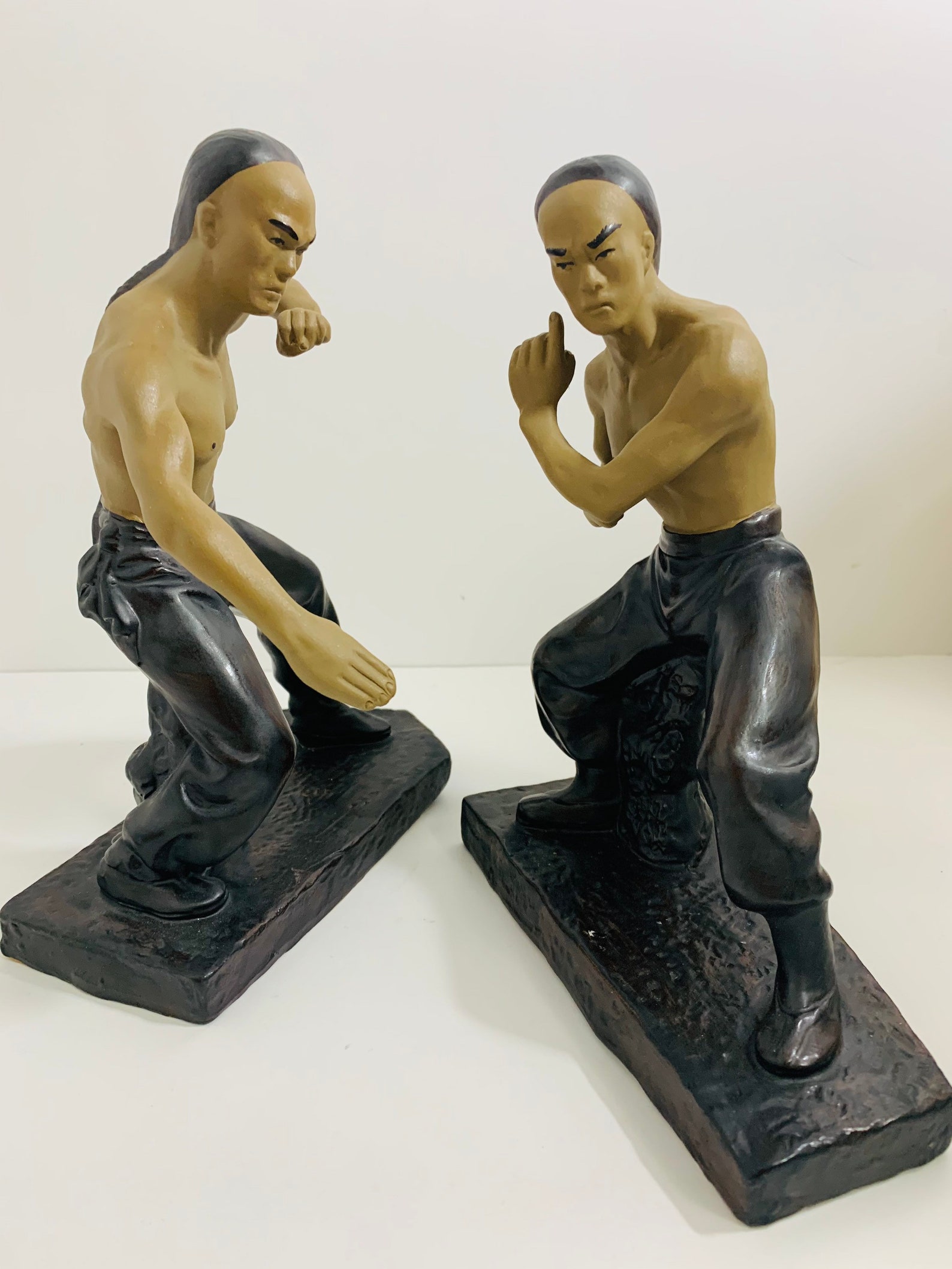 Set of 2 Shaolin monk Kung Fu Figurine Martial Arts figurine Etsy