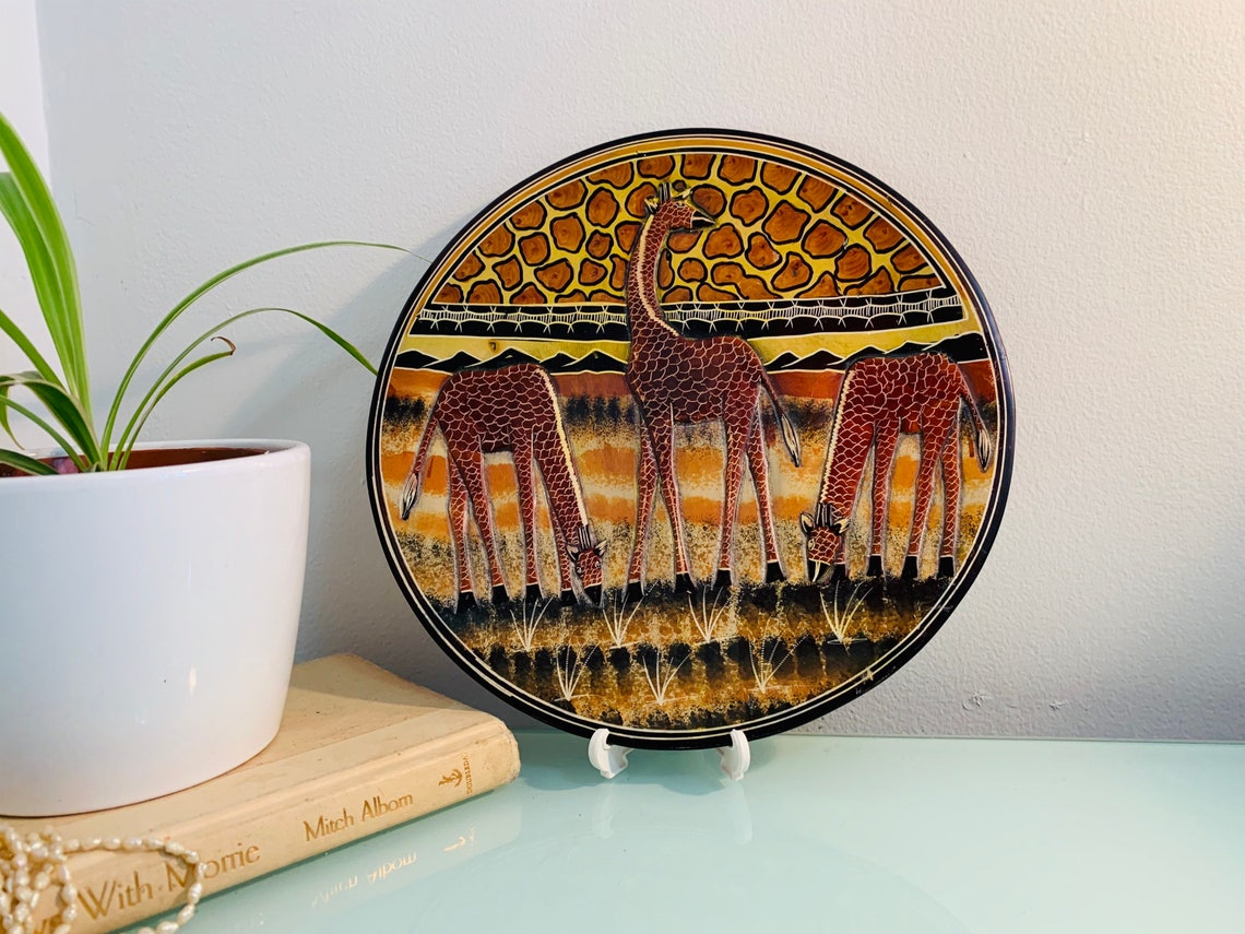 Stunning African Plaque Kenyan Soapstone Art Ceramic Plate Etsy