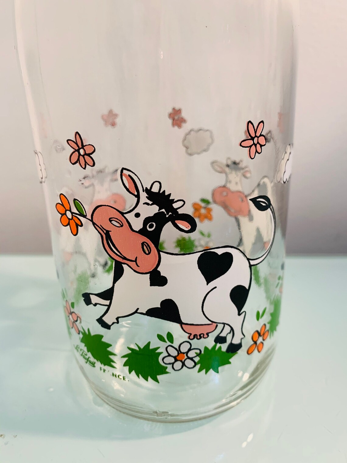 Vintage French milk bottle cow transparent milk bottle no Etsy