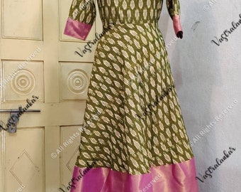 ikkat cotton long frocks
