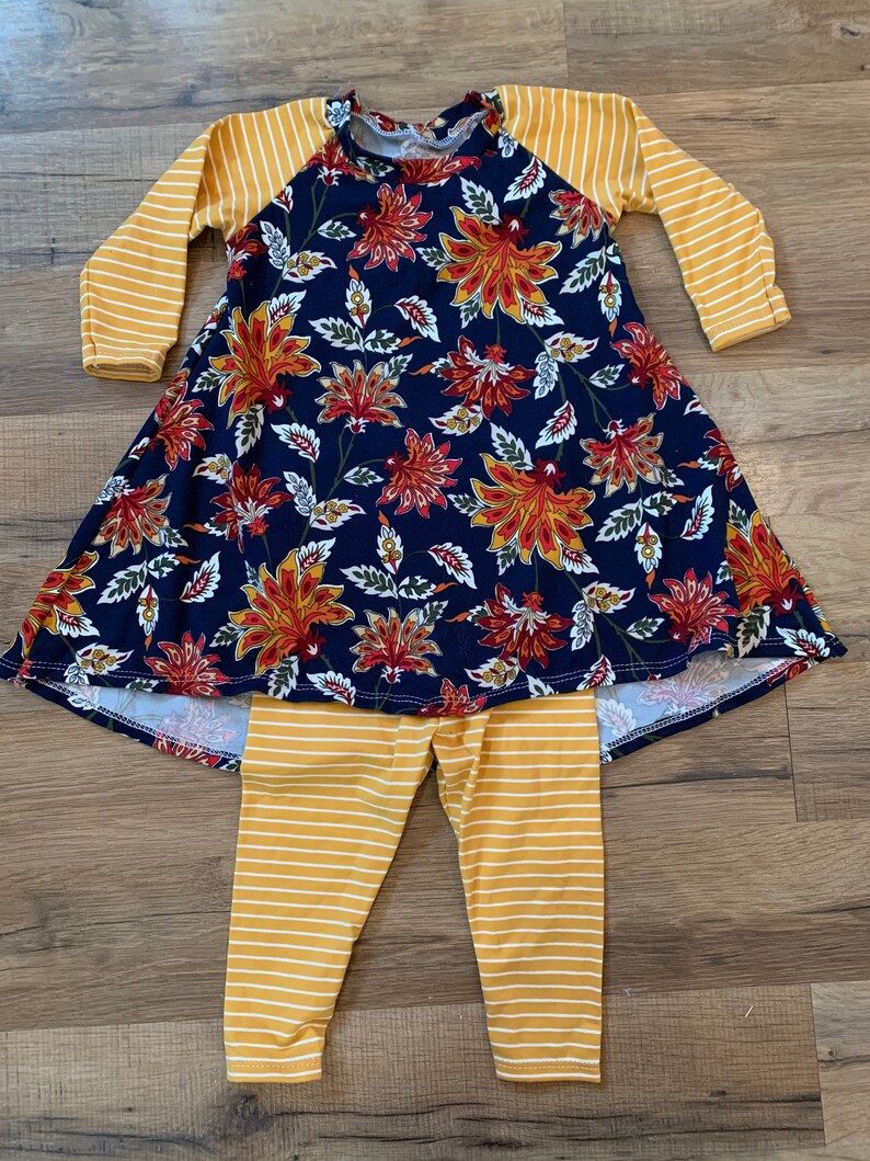 Cute Custom Handmade 69 Month Baby Outfit. Raglan Style Highlow Tunic