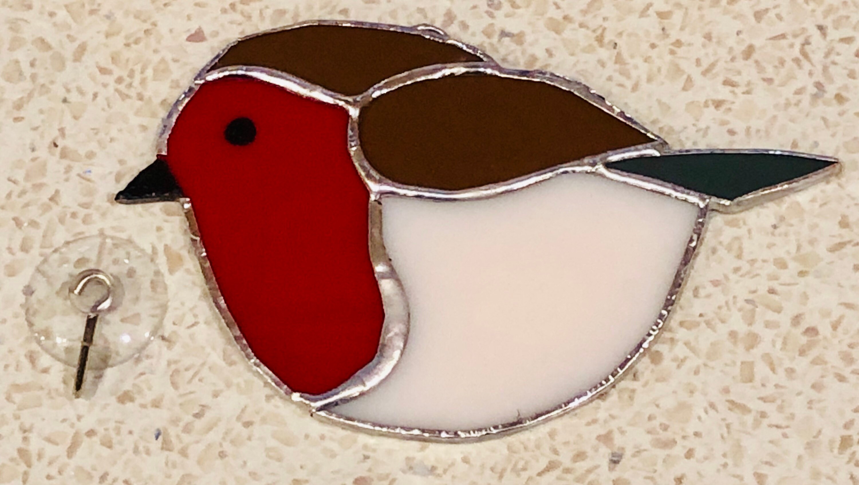 Christmas Robin Stained Glass Suncatcher Art Glass Gift Etsy