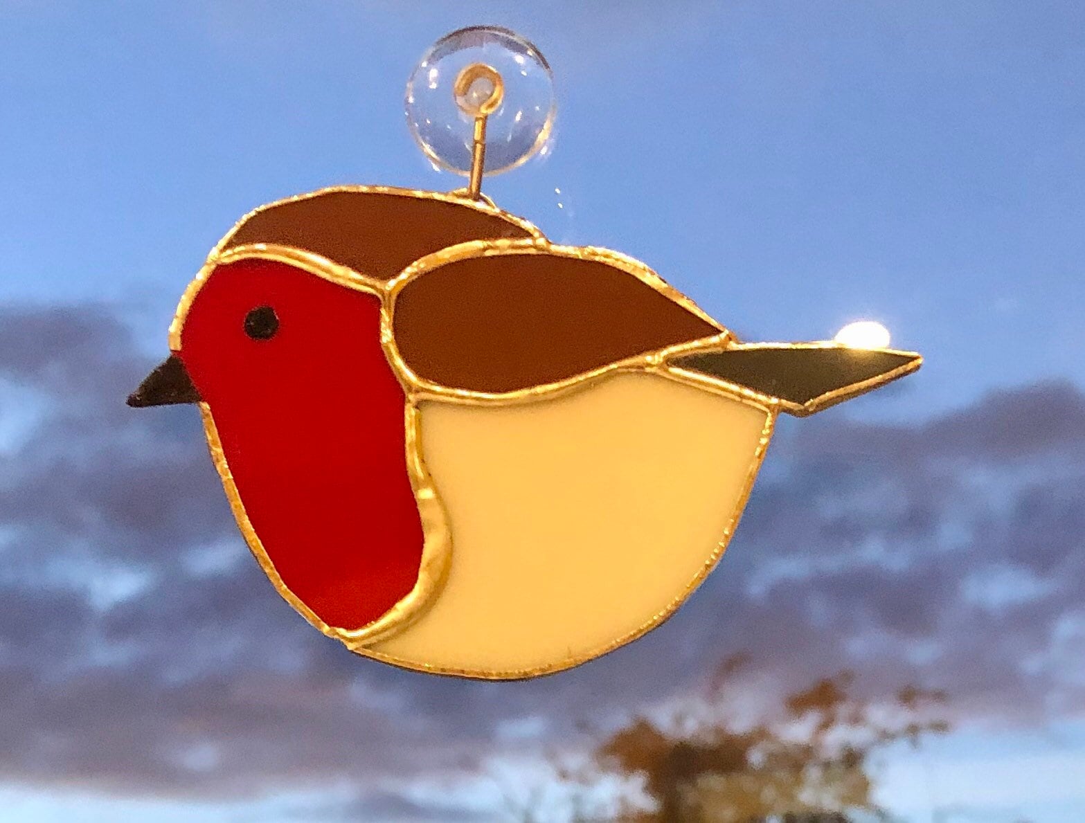 Christmas Robin Stained Glass Suncatcher Art Glass Gift Etsy UK