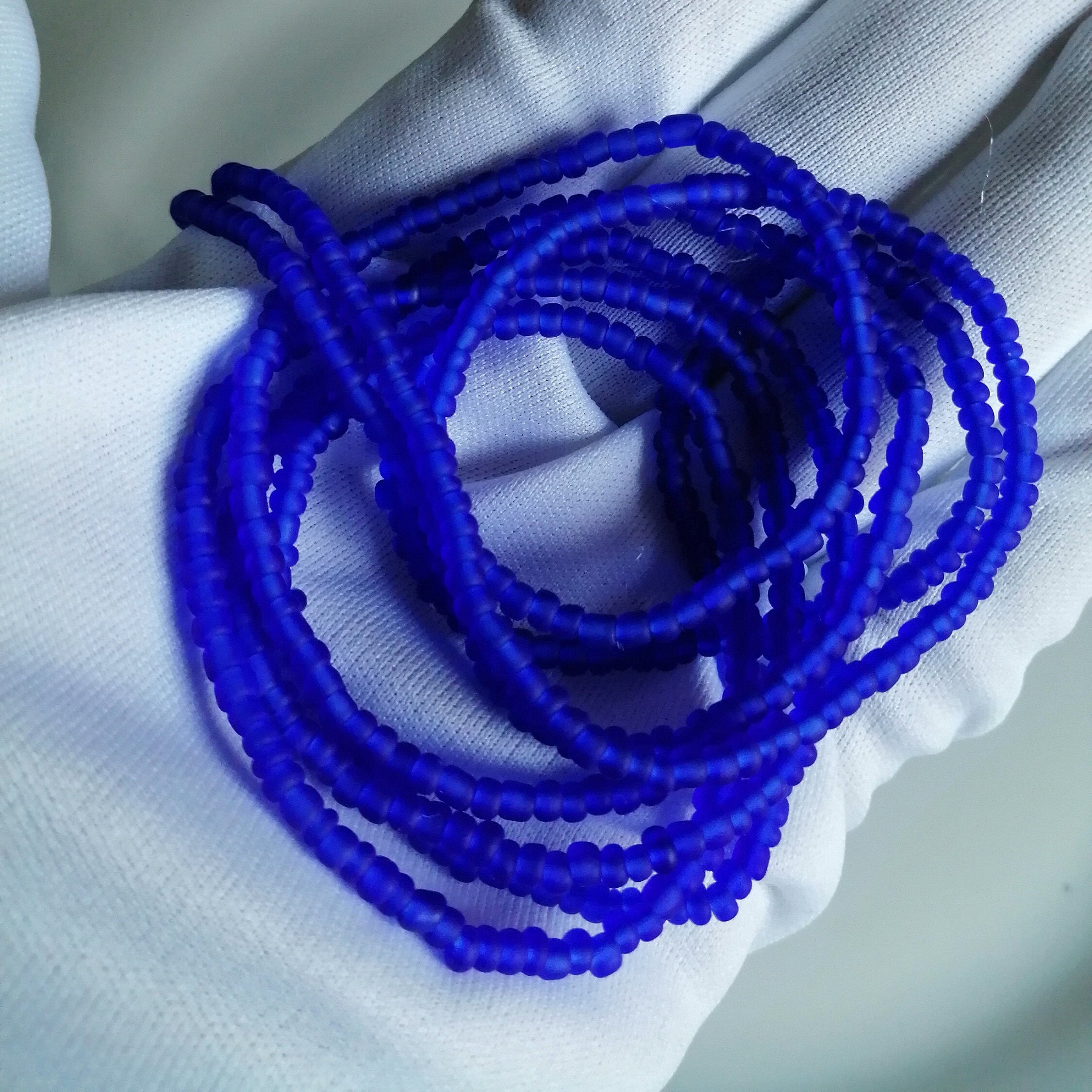 Royal blue waist beads Tie on waist beads Clasped belly beads Etsy