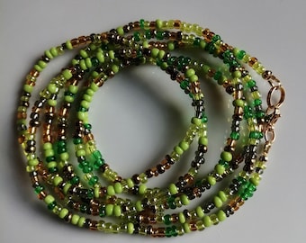 Multicolour green belly beads