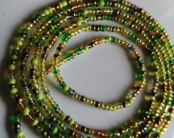 Multicolour green waist beads