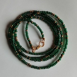 Emerald green and bronze waist beads