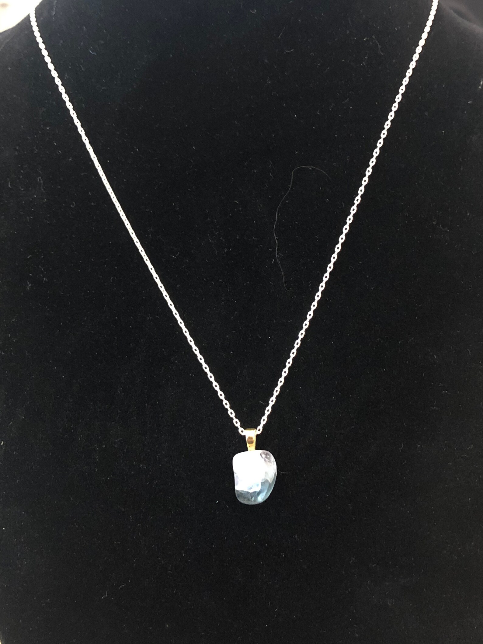 Clear Crystal Pendant Necklace set on a Gold & White Chain Etsy