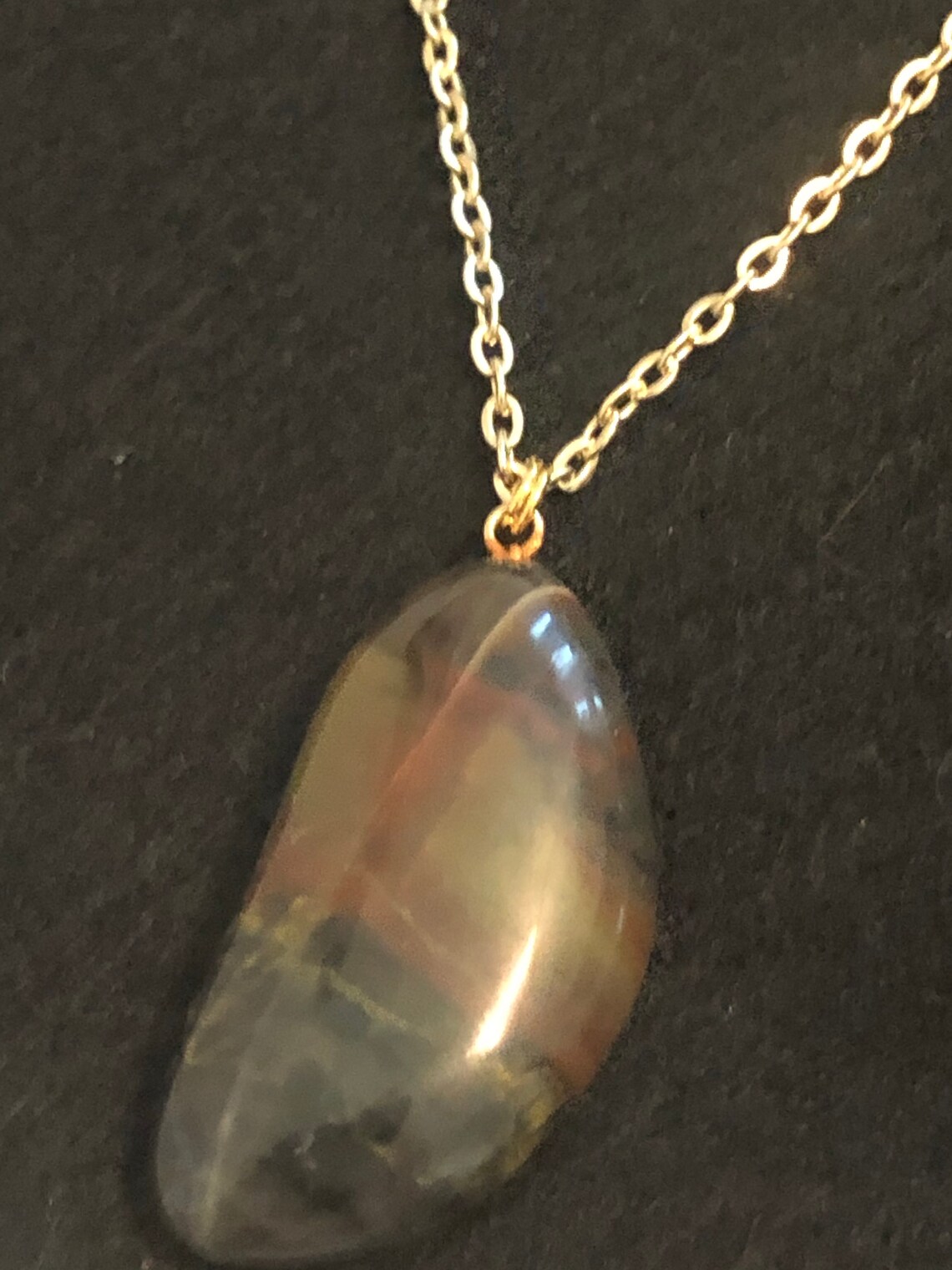 Polished Jupiter Stone set on a Gold Link Chain. Beautiful and Etsy