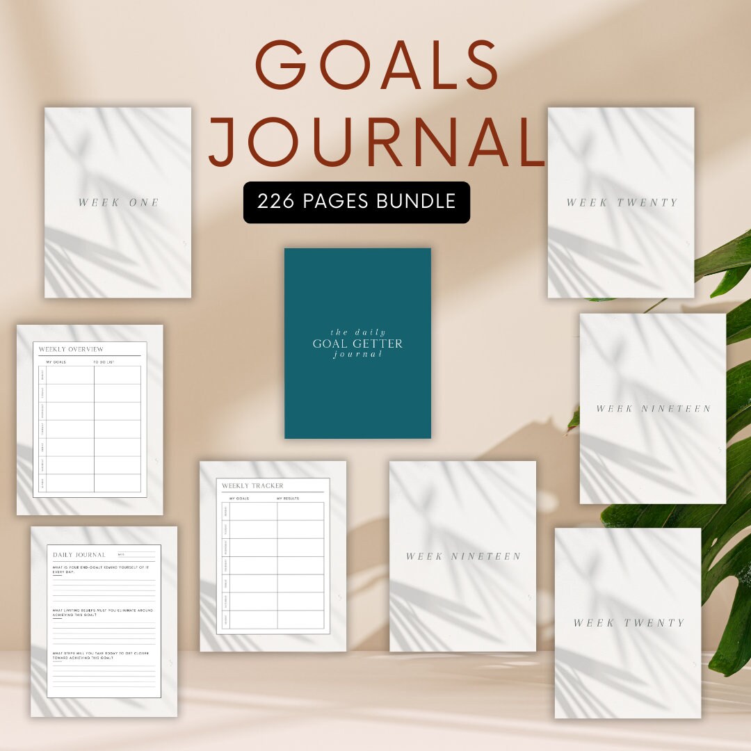 Editable Goal Planner Bundle, 2024 Goal Tracker Printable, Goal Setting