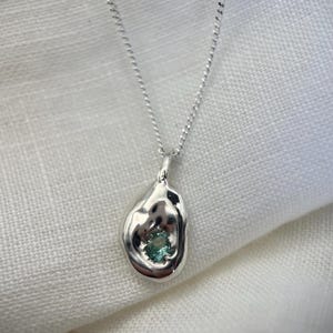 Lab grown sapphire or ruby sterling silver pendant necklace