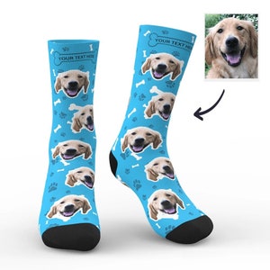 Custom CREW face socks Christmas socks Valentine’s Day socks dog socks husband wife boyfriend girlfriend. ADULT crew socks